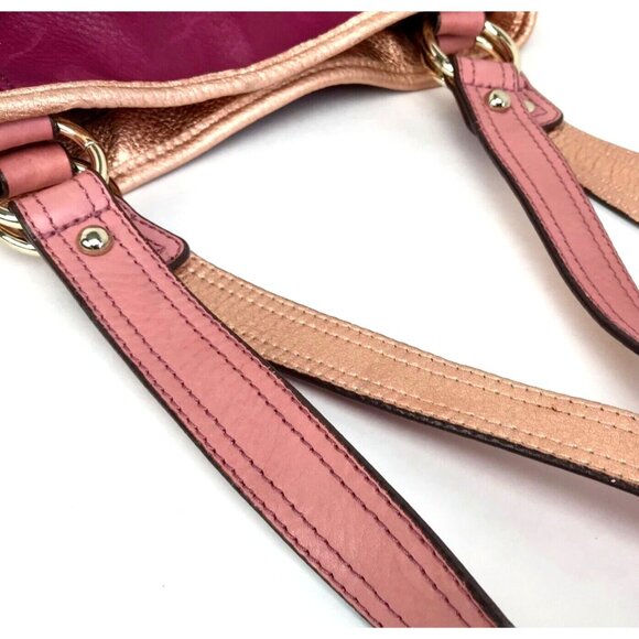 B MAKOWSKI Large Leather Hobo Shoulder Bag Purse Pink Copper Designer Pockets - Picture 9 of 16